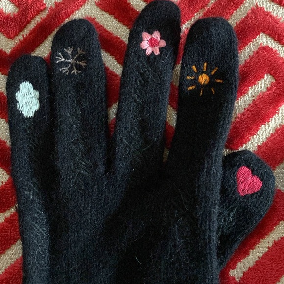 Moschino Lambswool Angora Stretch Embroidered Gloves Never Used Made in Italy - Picture 5 of 16